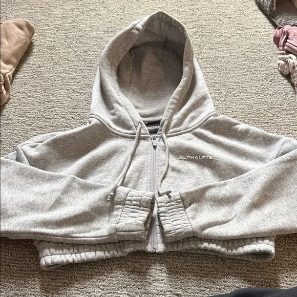 Alphalete Heather Gray Cropped Zip Hoodie - Picture 1 of 1